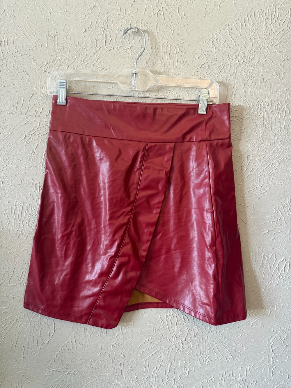 SHEIN Red Faux Leather Mini Skirt